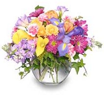 Flower arrangement with bright colors