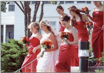 For example, the dress color may be repeated in the bridesmaids ...